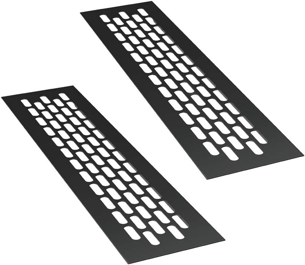 Aluminium Ventilatierooster Rechthoekig - Zwart - 24.5 x 6 cm (2 Stuks)