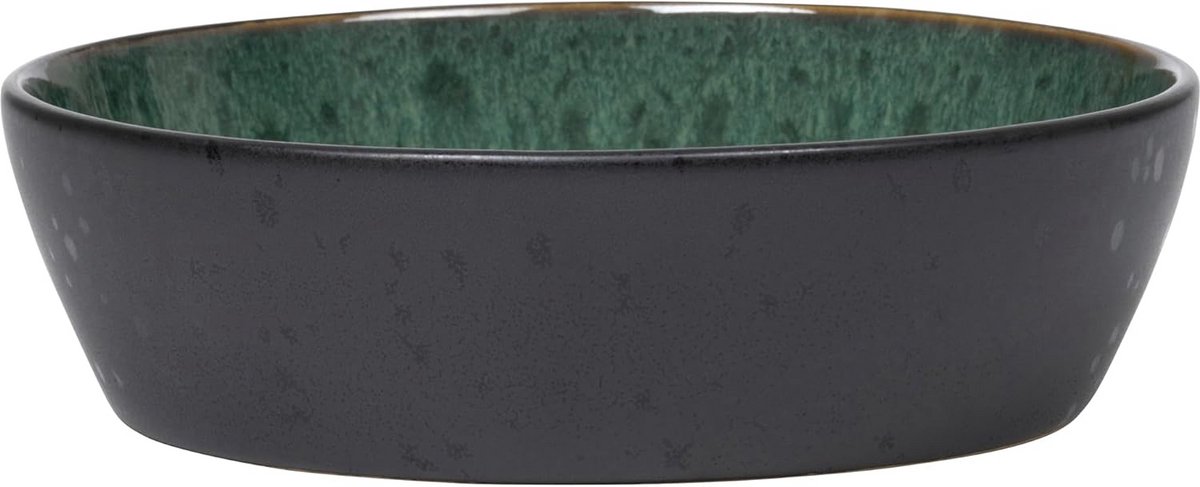 Grote Soepkom Aardewerk Zwart/Groen - 18 cm Diameter - Rustiek en Modern Servies