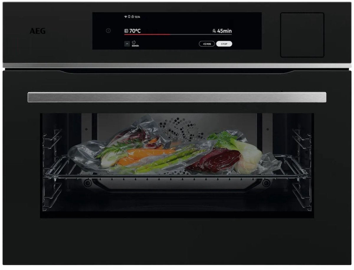 AEG TP9SK821T combi-stoomoven – 45 cm – Hetelucht + stoom – Wi-Fi – Titanium
