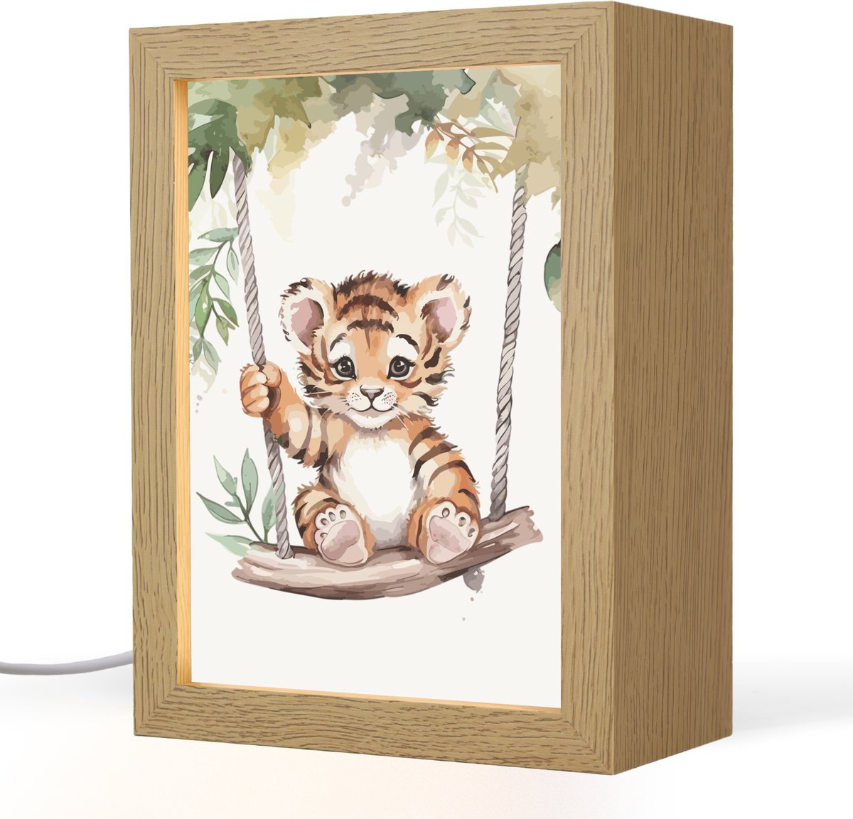 Nachtlampje 15x20 cm - Kinder lampje - Tijger - Dier - Kinderen - Jungle - Tafellamp kinde