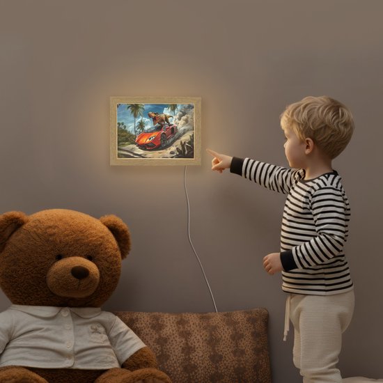 Nachtlampje 20x15 cm - Kinder lamp - Sportauto - Rood - Dino - Tafellamp kinderkamer - Slaapkamer lamp - Bedlamp kinderen - Kinderlampje stopcontact - Wandlamp babykamer - Nachtlampjes van Merkloos — afbeelding 5