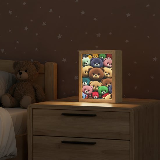 Nachtlampje 15x20 cm - Kinder lamp - Knuffelbeer - Teddy - Design - Kids - Tafellamp kinderkamer - Slaapkamer lamp - Bedlamp kinderen - Kinderlampje stopcontact - Wandlamp babykamer - Nachtlampjes van Merkloos — afbeelding 2