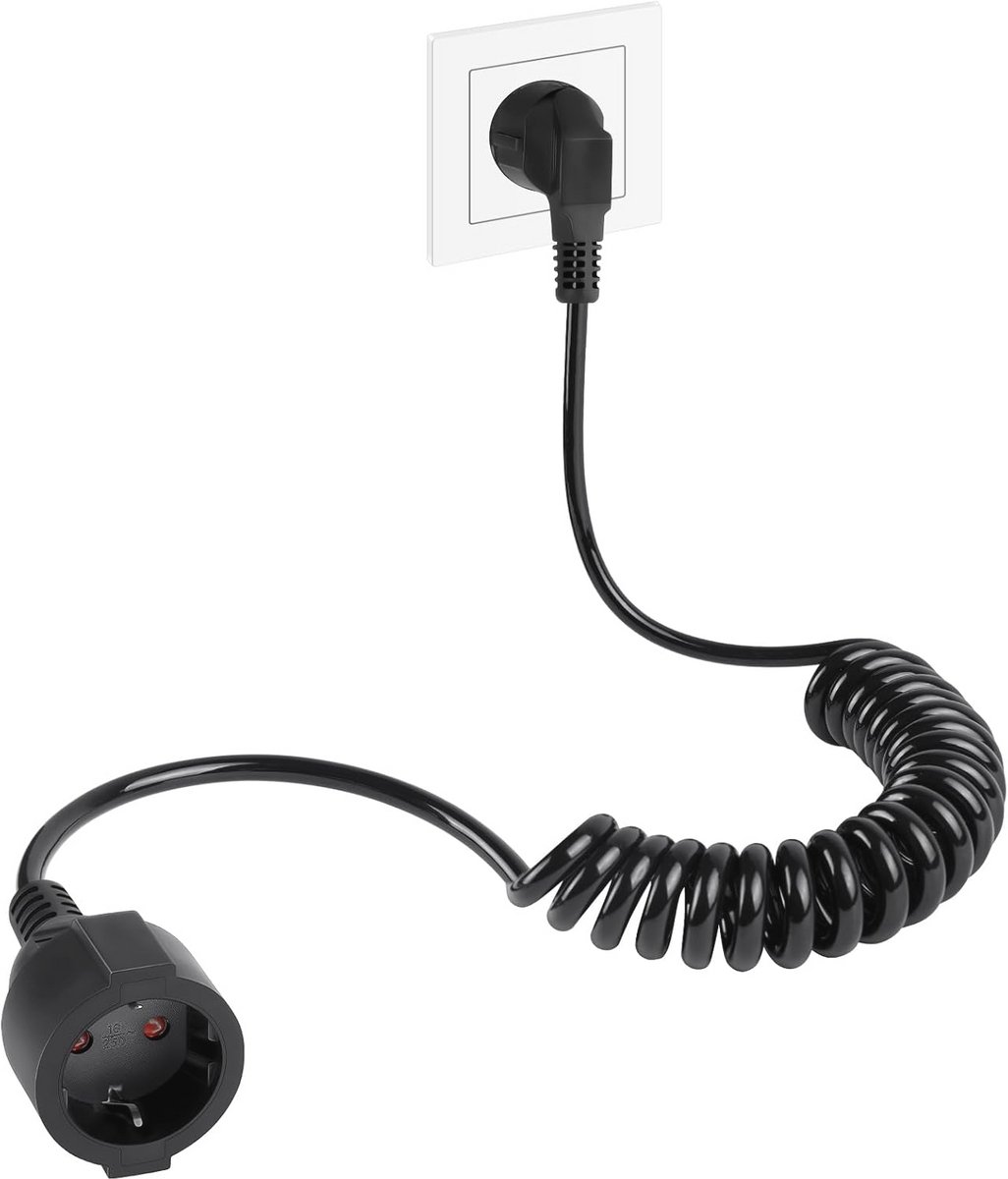 Verlengkabel 1 m EU-stekker - Schuko verlengkabel 16 A/250 V voor computers en tv