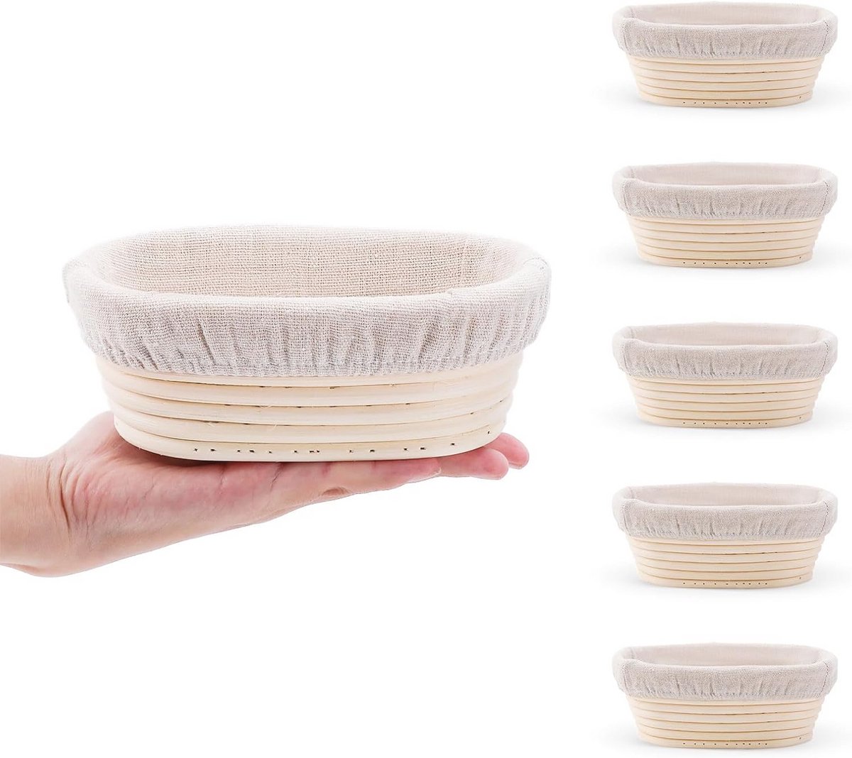 Mini Ovale Proofing Set - 6,5 Inch - Set van 5 Zuurdesem Manden
