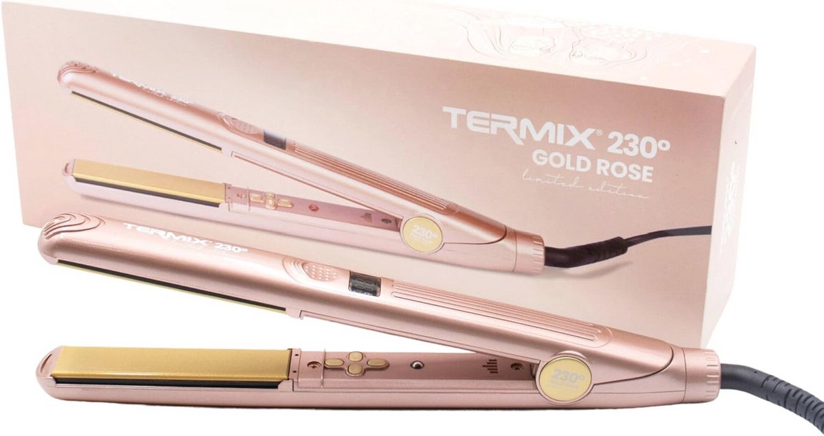Professionele Keramische Stijltang - 230 Graden, Gouden Roze Afwerking