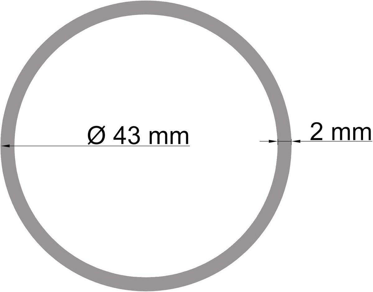 Ronde Zwarte Aluminium Buis 43mm Doorsnede 2mm Dikte Geanodiseerd 150cm Lang