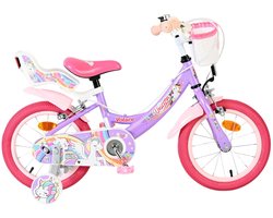 Volare Unicorn Kinderfiets - Meisjes - 14 inch - Paars - Twee handremmen