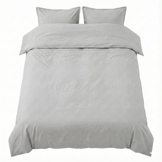 Housse de couette Tuur® 140x220 - 100% Coton Bio - Gris Timeless - Certifiée GOTS - Avec insert goulot de bouteille