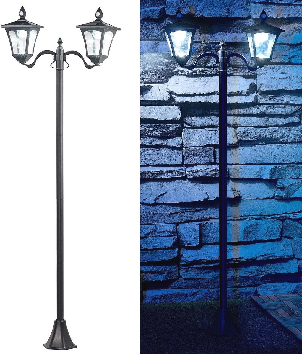 Tuinlamp op zonne-energie met PIR sensor en schemeringssensor - LED buitenlantaarn met 200 lumen
