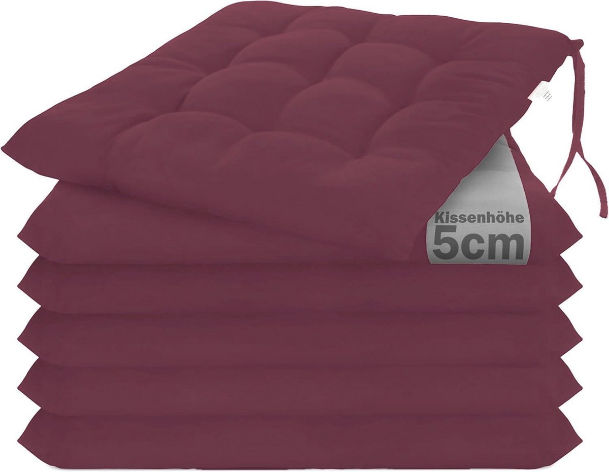 Decoratieve Stoelkussens Set van 6 - 9 Delig, Voor Tuin en Woonkamer, Berry Rood