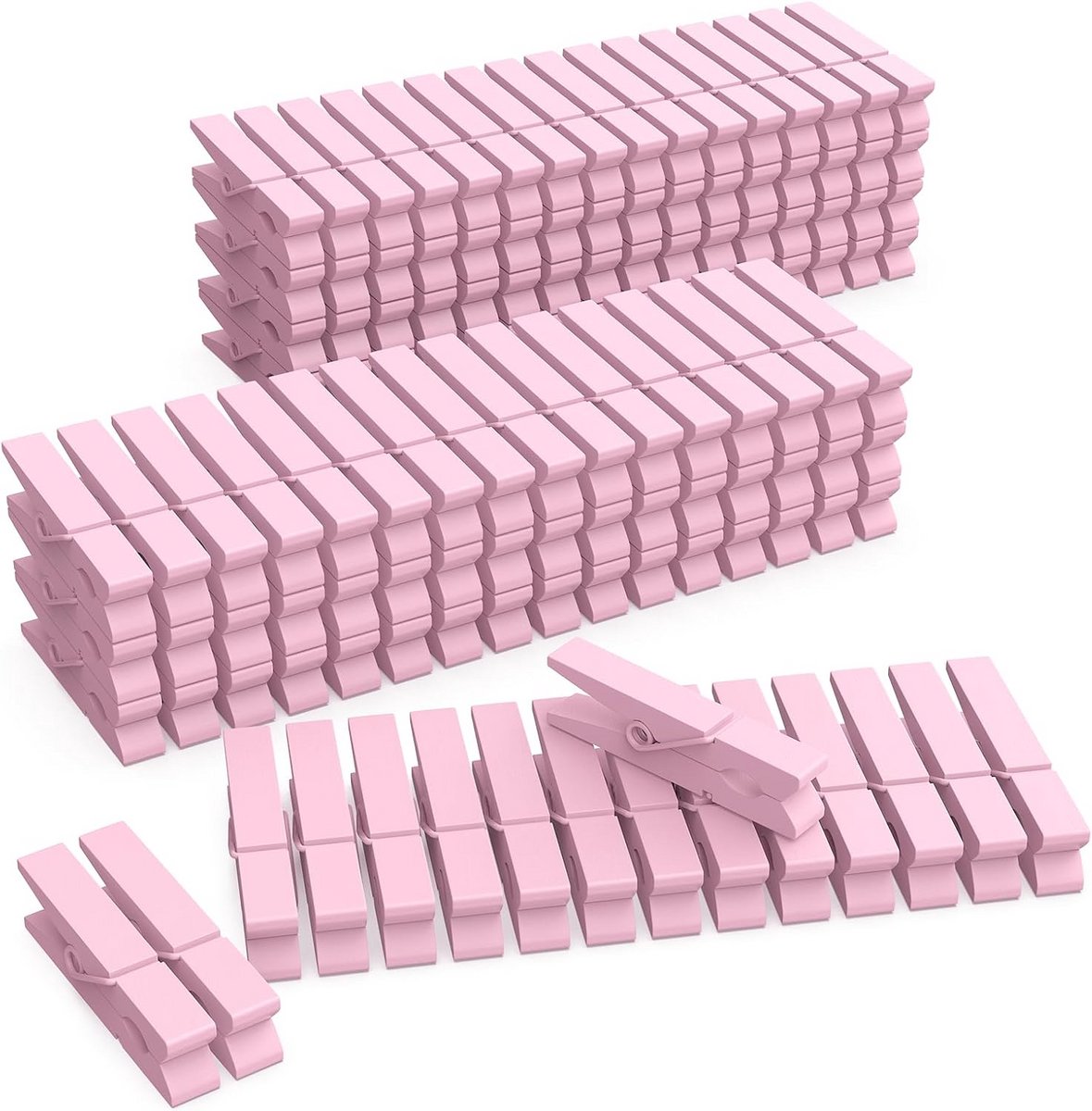 Mini Houten Gekleurde Wasknijpers Licht Roze - Pack van 128