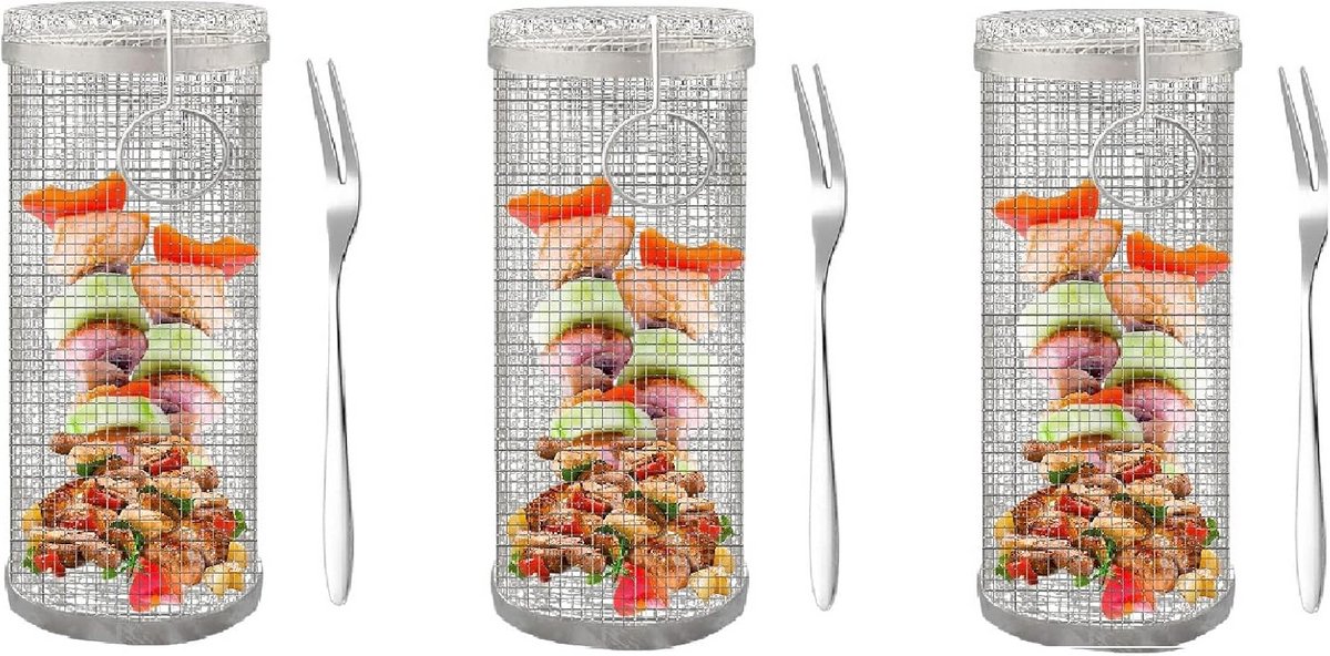 Set van 3 Draaibare Grillmanden XXL - Roestvrij Staal voor BBQ en Oven