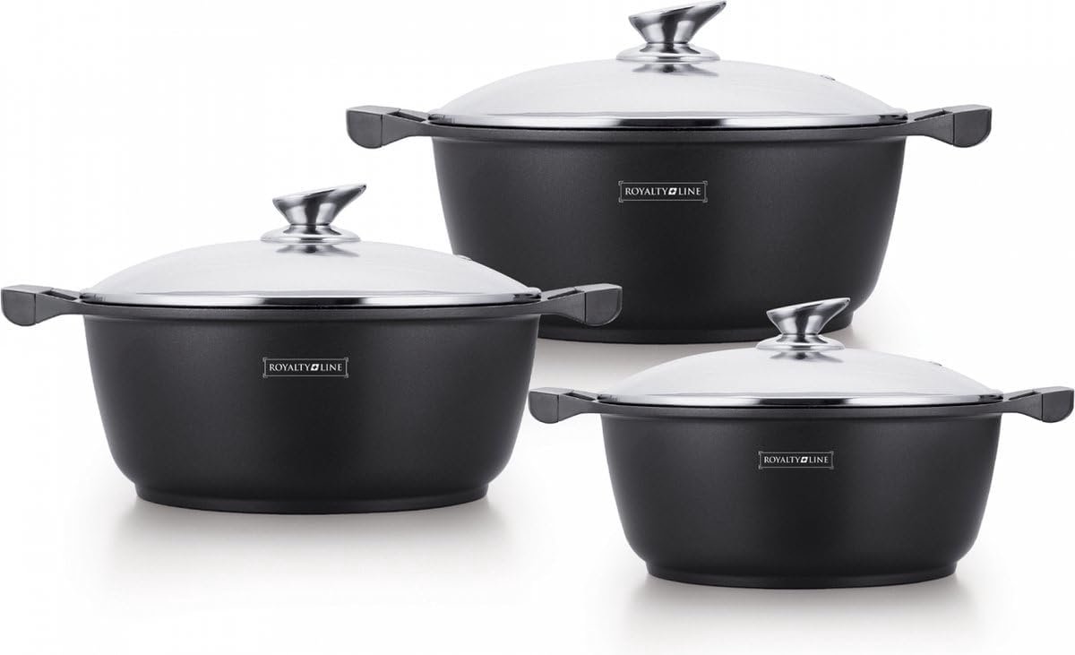 Luxe 6-Delige Pannenset met Marmercoating en Antiaanbaklaag - Gietaluminium