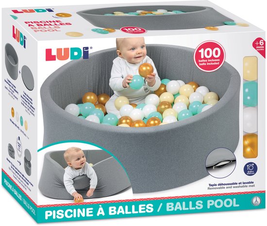 LUDI - Ballenbak met 100 ballen - Ballenbad - Zachte rand - Diameter 90 cm - Babyspeelgoed - Peuterspeelgoed - kleuterspeelgoed - vanaf 6 maand — afbeelding 3