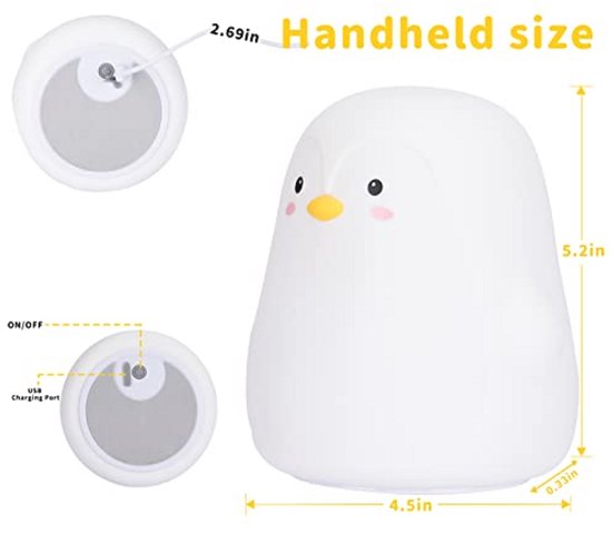 Nachtlampje Pinguïn voor Kinderen - 7 Kleur Veranderende USB Oplaadbare Verlichting van Merkloos — afbeelding 3