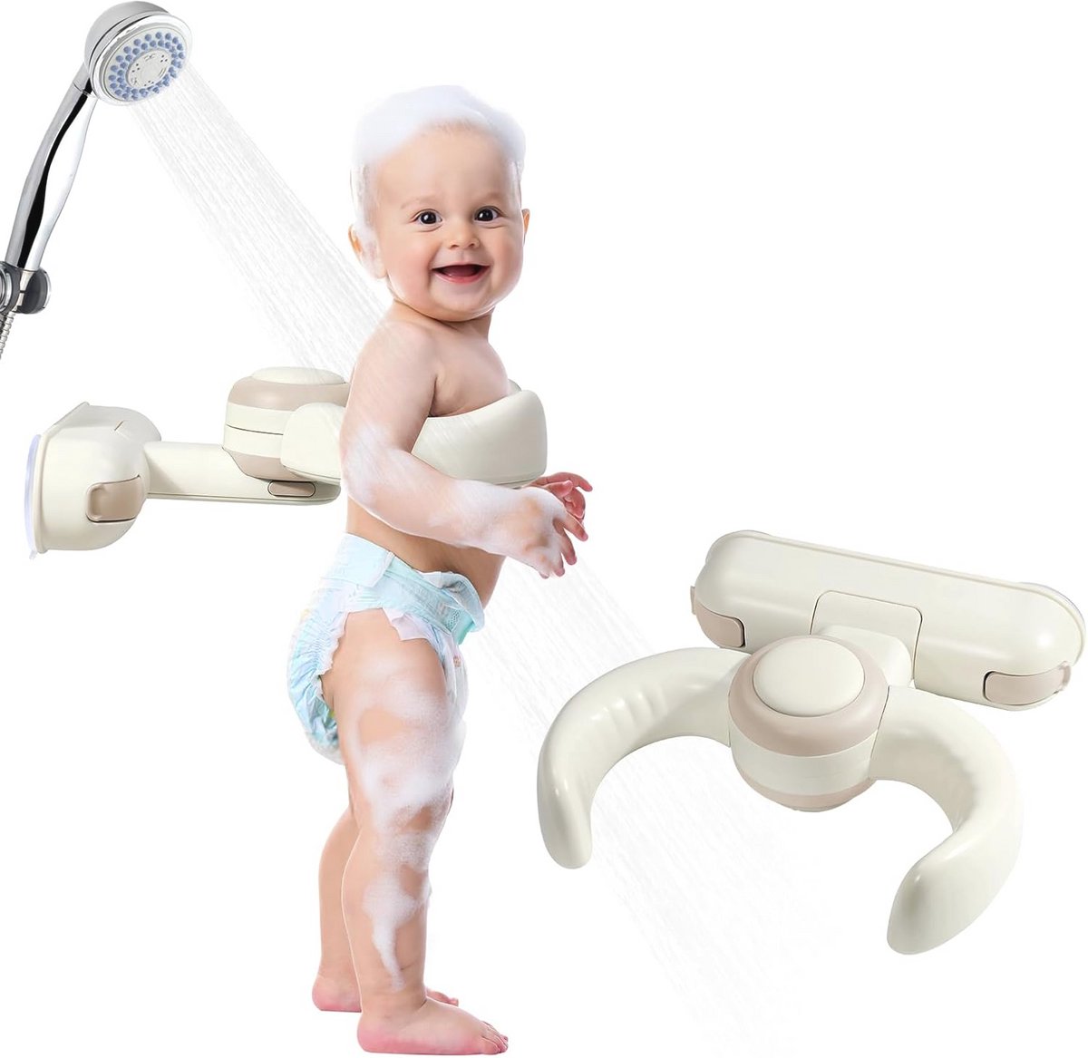 Opvouwbare Badstandaard voor Babybadje - Verstelbare, Sterke Vacuümzuiging voor Gladde Oppervlakken - Ideaal voor Compacte Huizen