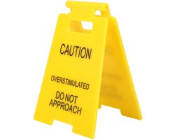 Grappige kantoorgrap, bureaubord, voorzichtig, overprikkeld, niet benaderen, waarschuwingsbord, humoristisch, gek cadeau, mini-bureaudecoratie voor collega's, werknemers, baas, kantoor, werkplek, thuis