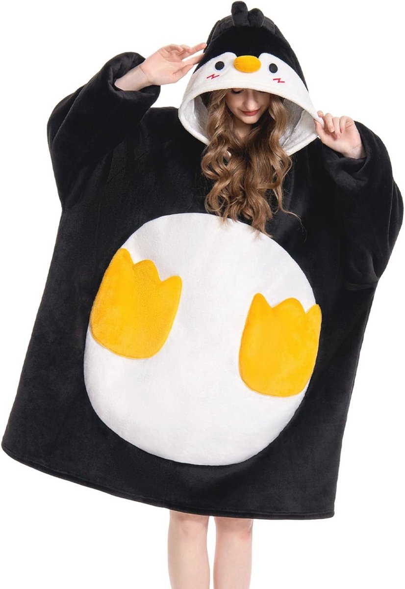 Overmaat Hoodie Deken voor Volwassenen - Sherpa Fleece Draagbare Deken met Mouwen, Zakken en Capuchon