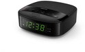Zwarte digitale wekkerradio van Philips met groene weergave van 12:38.