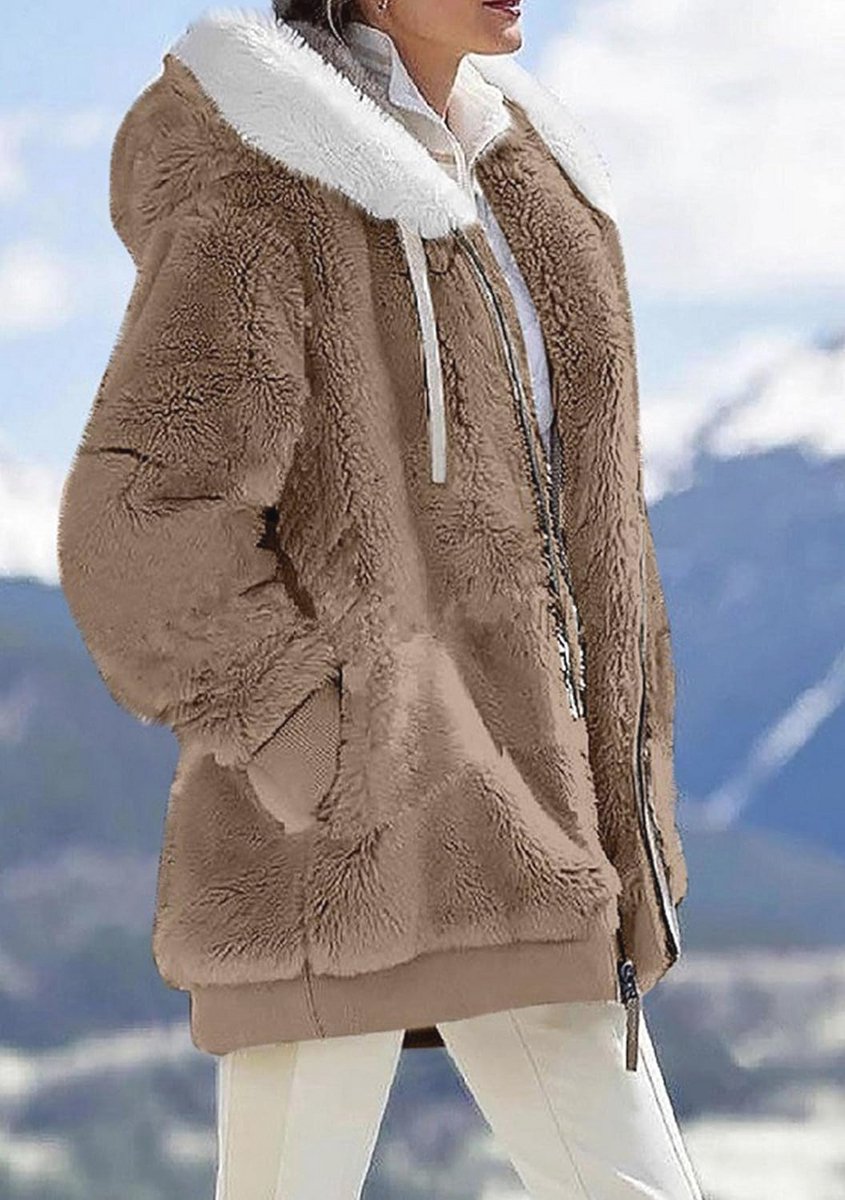 Dames Teddy Hoodie - Casual Fluffy Zipper Pullover met Zakken