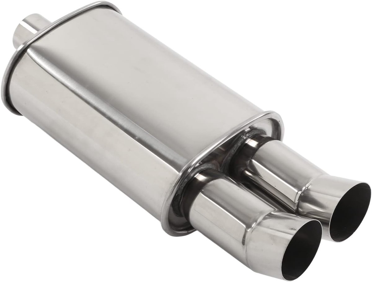 Exhaust Muffler - 57 Mm - Double Exhaust - DTM Style - RVS - Universeel voor Auto