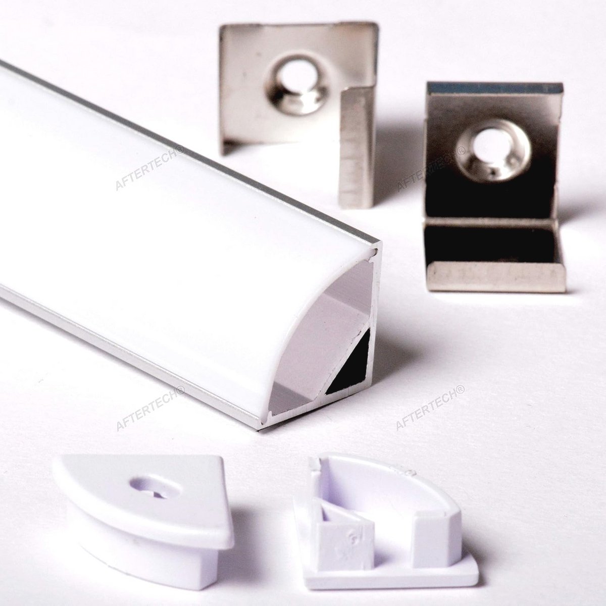 Rond Hoek Aluminium Profiel 16x16mm voor LED Strip - 1 Meter met Witte Cover