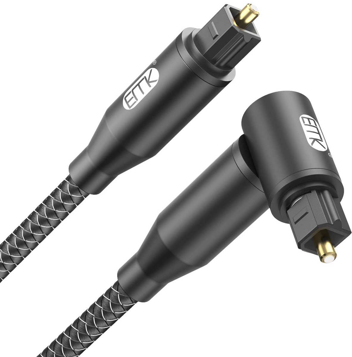 Digitale optische audiokabel 90 graden Toslink-kabel voor versterker, soundbar, tv (5 m)