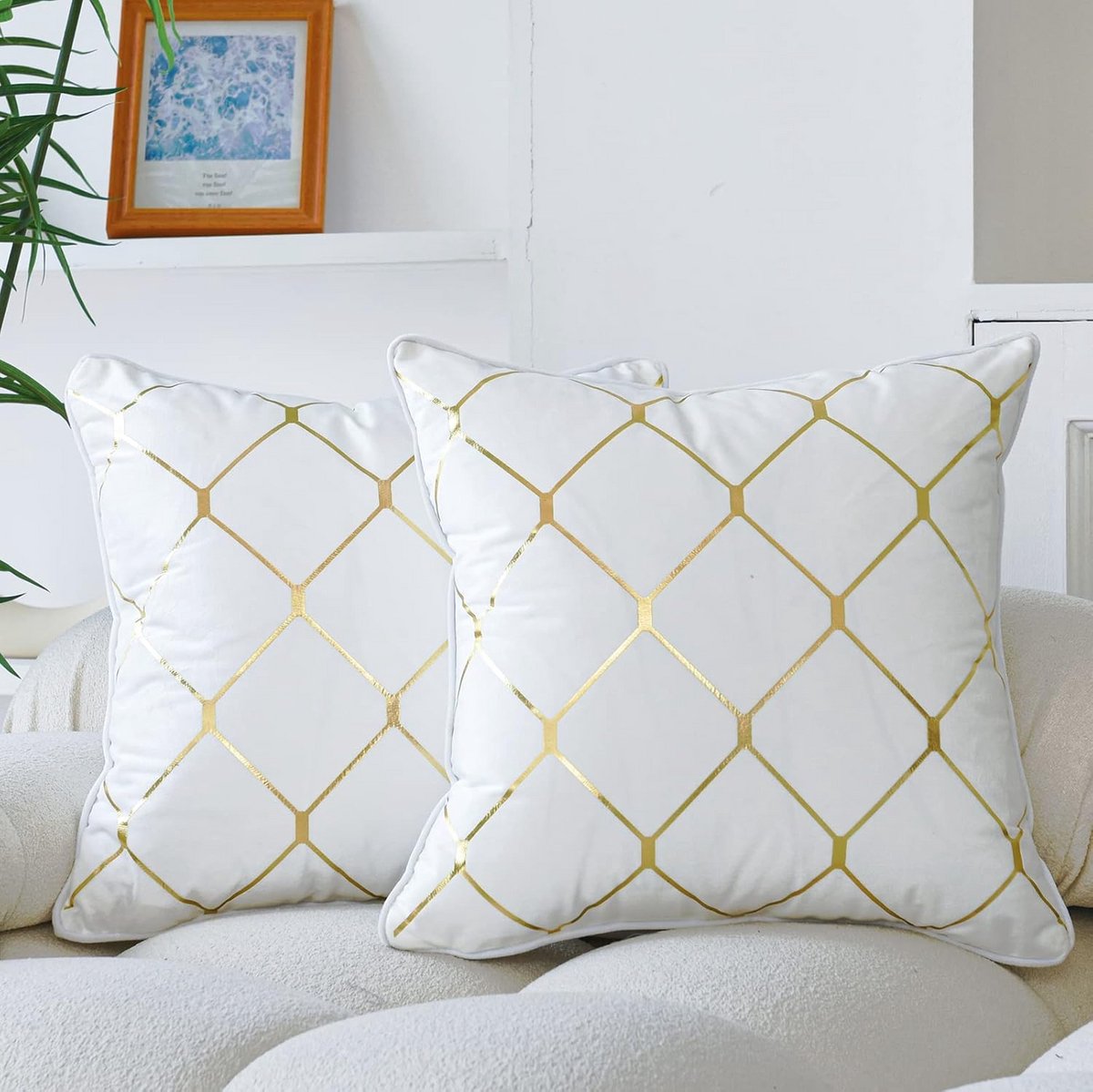 Set van 2 fluwelen sierkussenslopen 45x45 cm voor bank - Woondecoratie