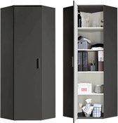 mokebo Hoekkast Opbergkasten 'Der Lange' (64x180 cm), Multifunctionele Kast, Schoenenkast voor de Gang in antraciet zwart gemaakt van Hout