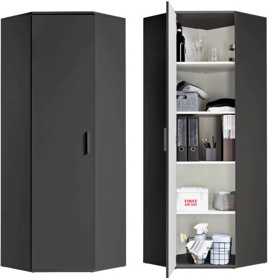 Armoires de rangement de rangement multifonctionnel, meuble à chaussures pour l'entrée, en bois noir anthracite.