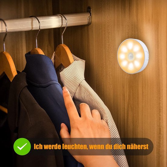 Nachtlamp Set - 8 LED Bewegingssensor Nachtverlichting - Oplaadbaar via USB en 3 Werkmodi - Automatisch Aan/Uit/Stand-by - Voor Slaapkamer, Gang en Toilet - 3000K Warm Wit Licht - 3 Stuks van Merkloos — afbeelding 3