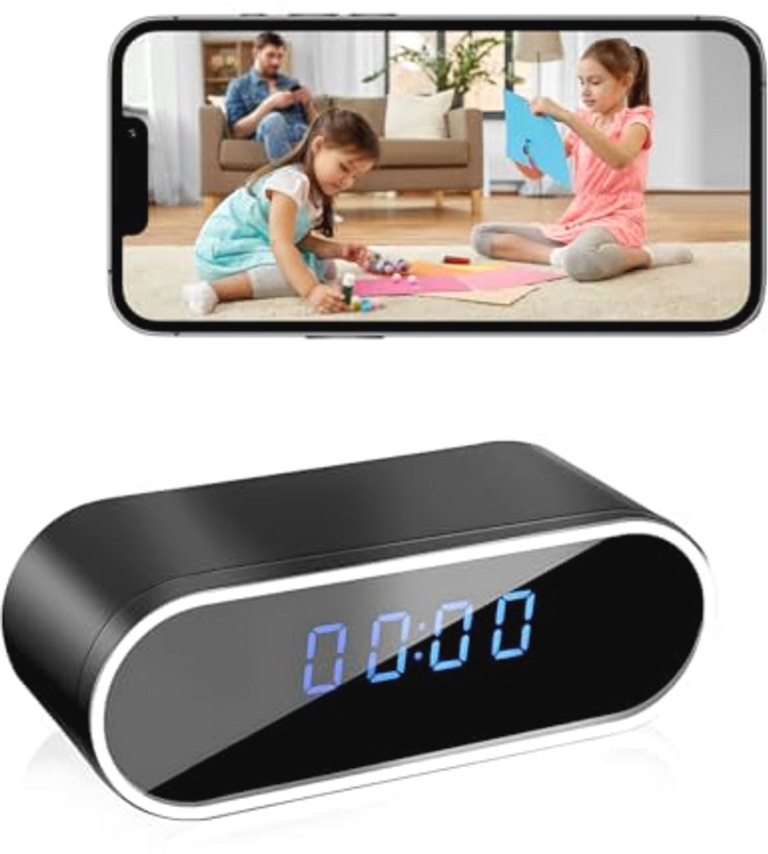 Verborgen Camera Klok - HD 1080P WiFi Minicamera met Nachtzicht en Bewegingsdetectie
