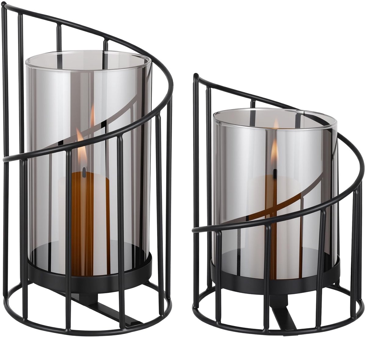 Unyqoos Moderne glazen kandelaars met metalen voet voor sfeervolle decoratie Zwart