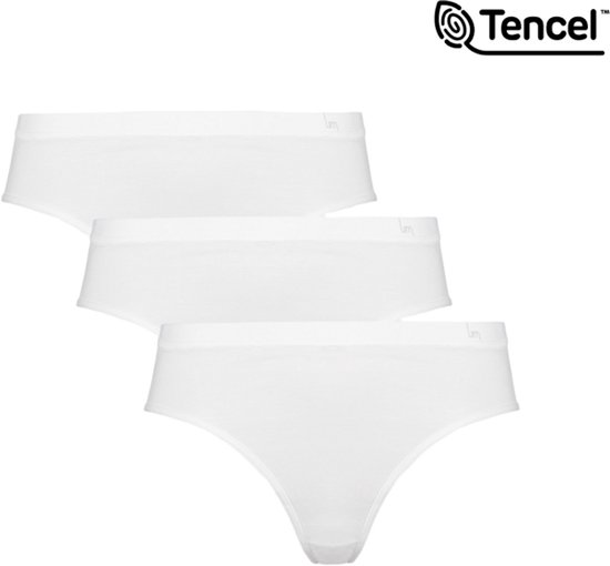 Slips femme Undiemeister - Lot de 3 - White Chalk - Sous-vêtements respirant soyeux et doux - Bande élastique - Coutures plates - Sans étiquette - Finition lisse - Tencel - Slips - Taille L