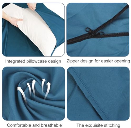 Zomerse Slaapzak - Ultralicht en Compact Blauw 220 x 90 cm — afbeelding 4