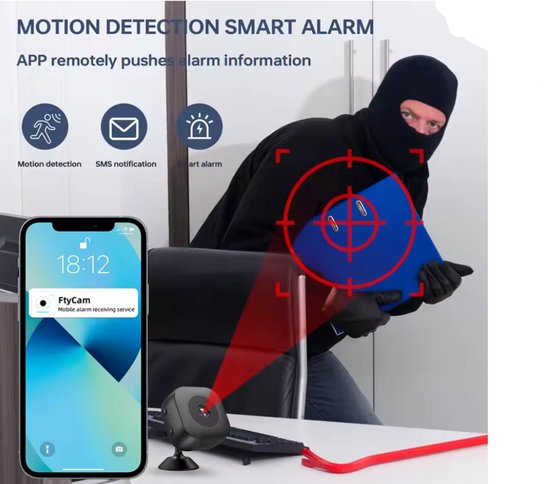 Spy Camera - Bewakingscamera 4K FHD Mini WiFi Camera - Baby Huisdier - WiFi met App - Nachtzicht - Incl. 64GB SD Kaart - Beveiligingscamera voor binnen - Verborgen Camera - Auto IR Nachtzicht - Bewegingsdetectie Waarschuwing van Merkloos — afbeelding 2