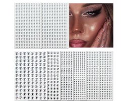 Elysee Beauty Zelfklevende Glitter Steentjes - 8 vellen Festival strass stickers – Plak diamantjes voor gezicht & lichaam - Rhinestone