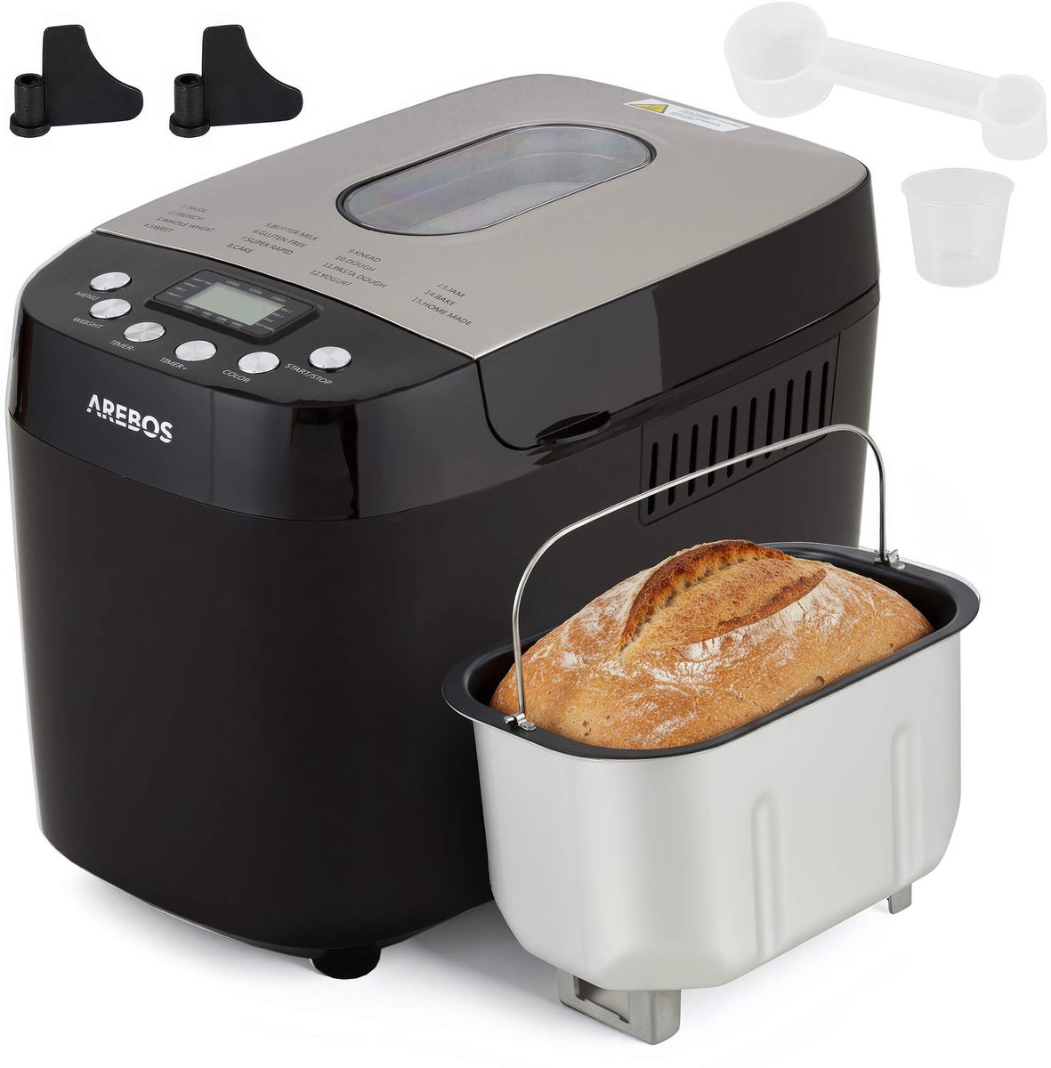 Bol.com AREBOS Broodbakmachine 1500g met 15 Programma's Timer Deeginstellingen 850W aanbieding