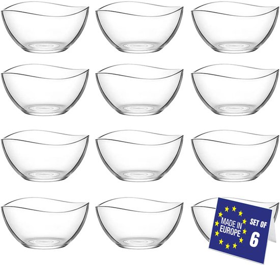 Set de 12 coupes en Verres – Coupes à dessert / Coupes glacées 310 ml – Coupes transparentes pour glaces, desserts, en-Snacks , fruits secs et chips – Échelles en Verres élégantes - 12 x 310 ml