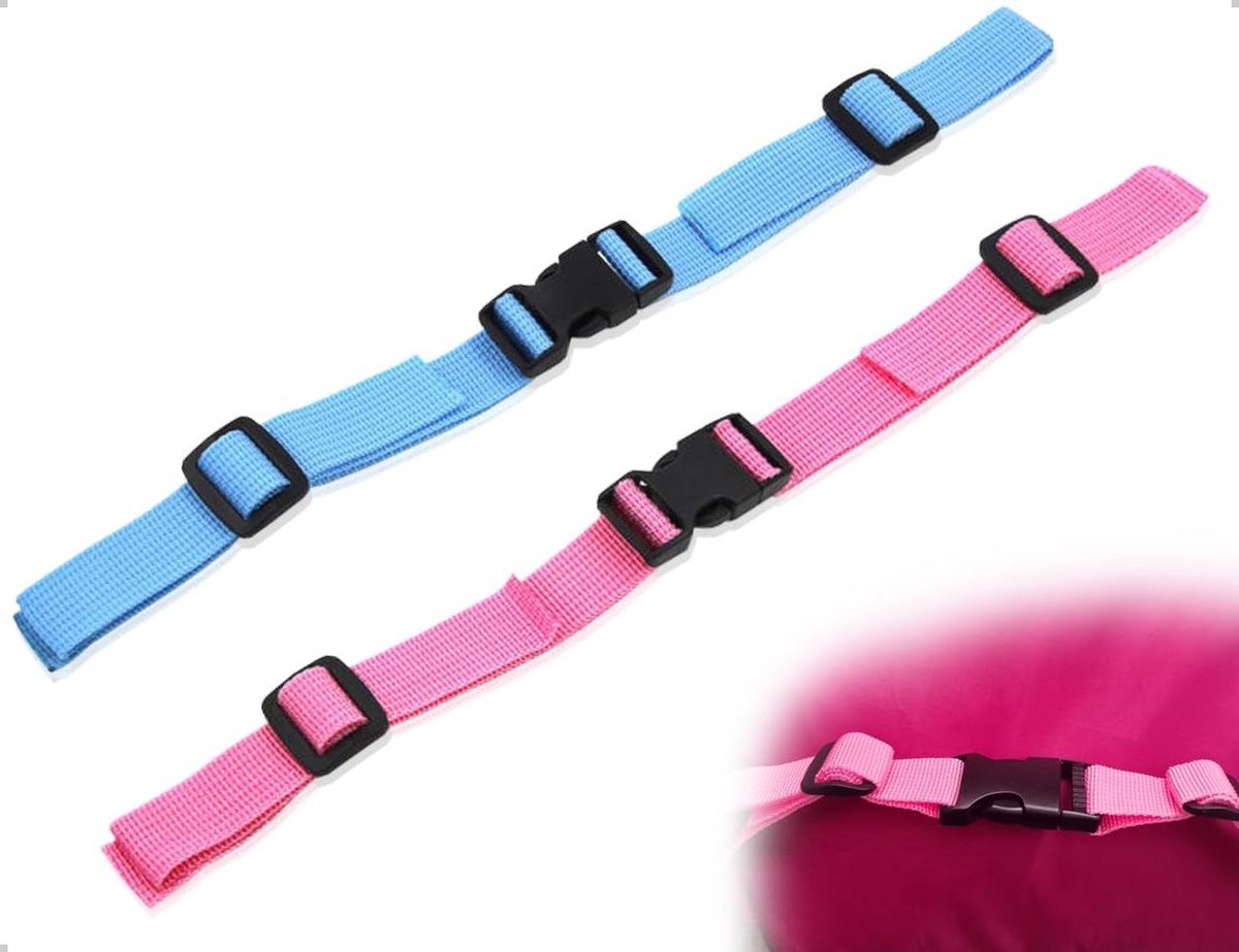 EGoods - Nylon Rugzak met Borstband, Anti-Slip, Verstelbare Riem, Snelsluiting voor Reizen, Outdoor en Wandelen - Roze en Blauw - Set van 2