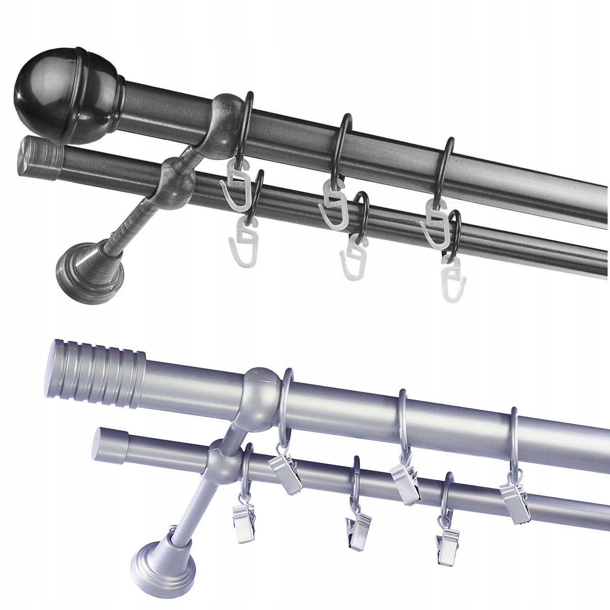 Dubbele Metalen Gordijnstang 25+19mm, 300cm - Compleet met Bevestiging