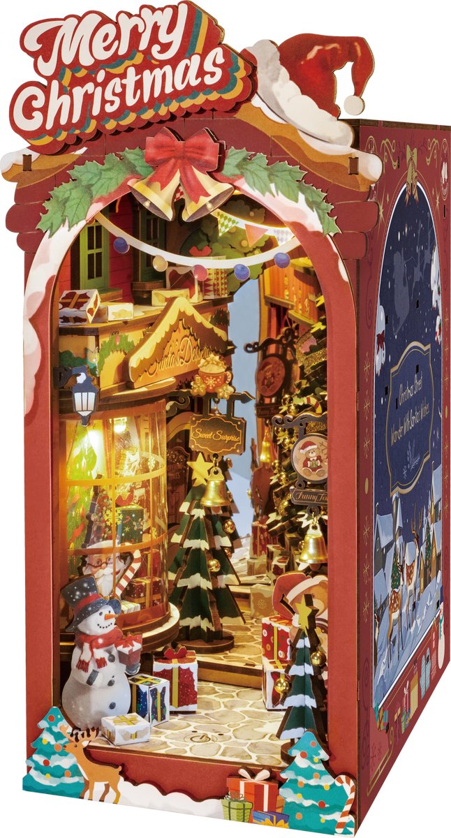Robotime Book Nook Christmas Street | Book Nook | TGC06 | Knutselen | Bouwpakket | Hobby | Kerst | Creatief | Miniatuur — afbeelding 7