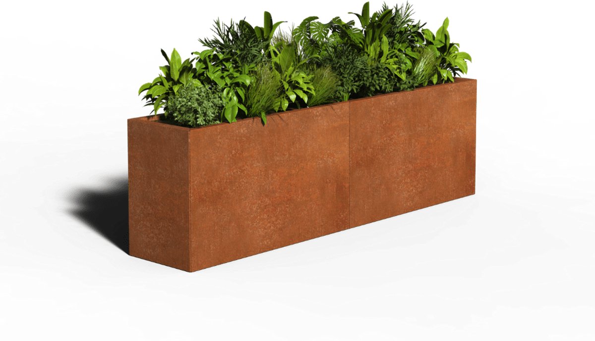 Cortenstaal Plantenbak Rechthoek | 200 x 40 x 40 | Zonder bodem
