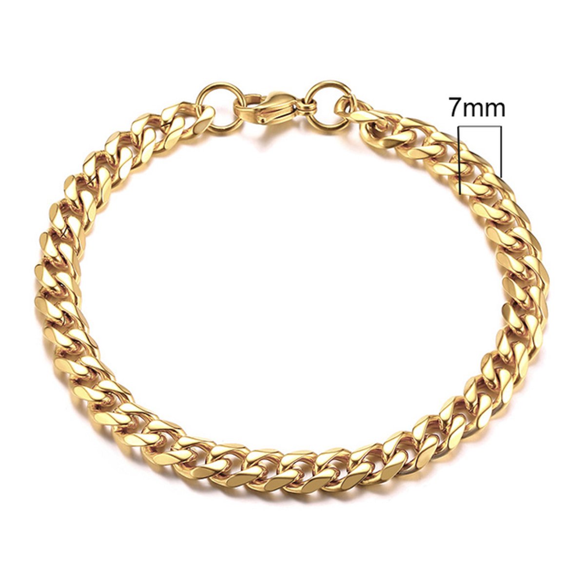 Zilverkleurige Roestvrij Stalen Armband 7mm - goud - LMPiercings