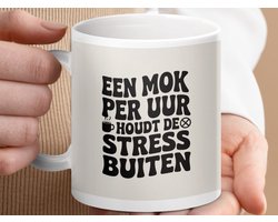 Mok Een Mok Per Uur Houdt de Stress Buiten, Grappige Mok, Koffie Mok, Cadeau Idee, Mok voor Koffieliefhebbers, Trendy Mok