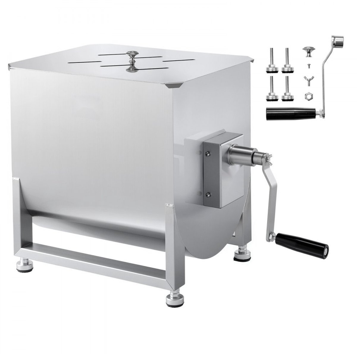 Vleesmenger - Handmatige worstmenger/gehaktmixer 40 l - RVS - Tandwielreductie - Max. 36,3 kg - Handzwengel