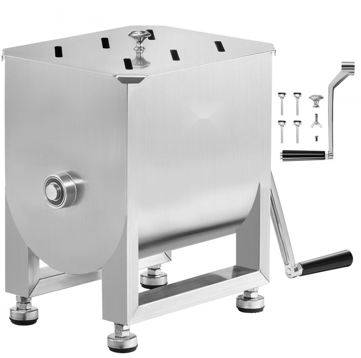 Vleesmixer - Handmatige Worstmixer 15 L - RVS - Met deksel en handgreep - Max. 6,8 kg mengen - Voor gehakt en worst