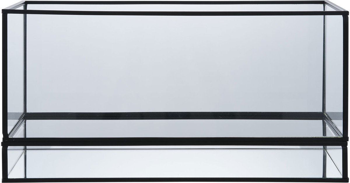 House Nordic Hurricane Kaarshouder - Zwart - Glas - Metaal - 30x12x15cm
