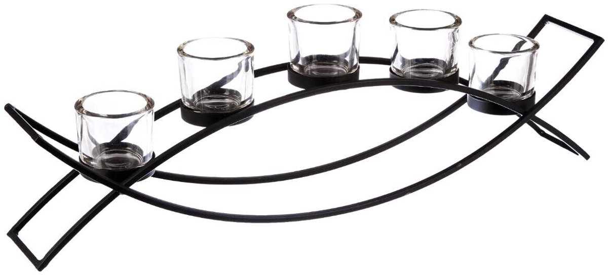 Atmosphera Kaarshouder Atmosphera Tealight Metaal (55 x 13,5 x 9 cm) zwart