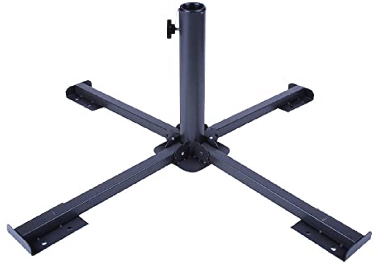 Inklapbare metalen standaard 86 x 86 x 34 cm voor buisdiameters 38 en 48 mm, zwart